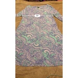 Cynthia Rowley‎ Paisley Print Dress Casual 3/4 Sleeve Blue Green M